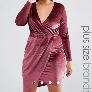 Wrap Front Velvet Mini Dress